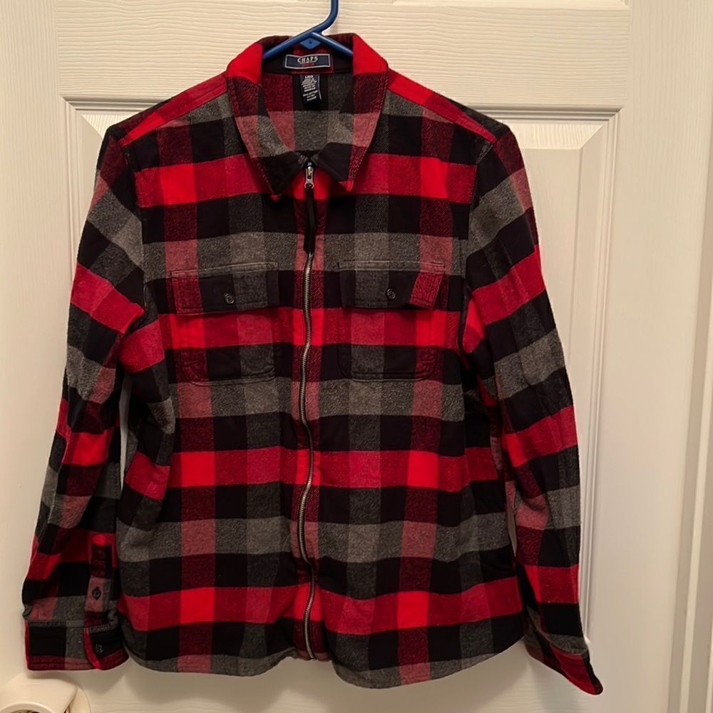 Chaps Denim size large womens flannel zip shirt.